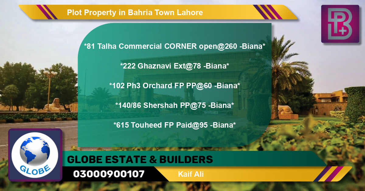 Commercial Plot for Sale in Bahria Town, Lahore - (BP-65338)
