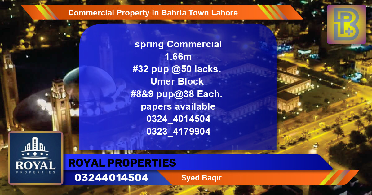 Commercial Property for Sale in Bahria Town, Lahore - (BP-65348)
