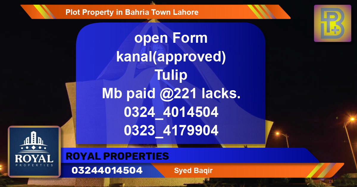 Residential Plot for Sale in Bahria Town, Lahore - (BP-65351)