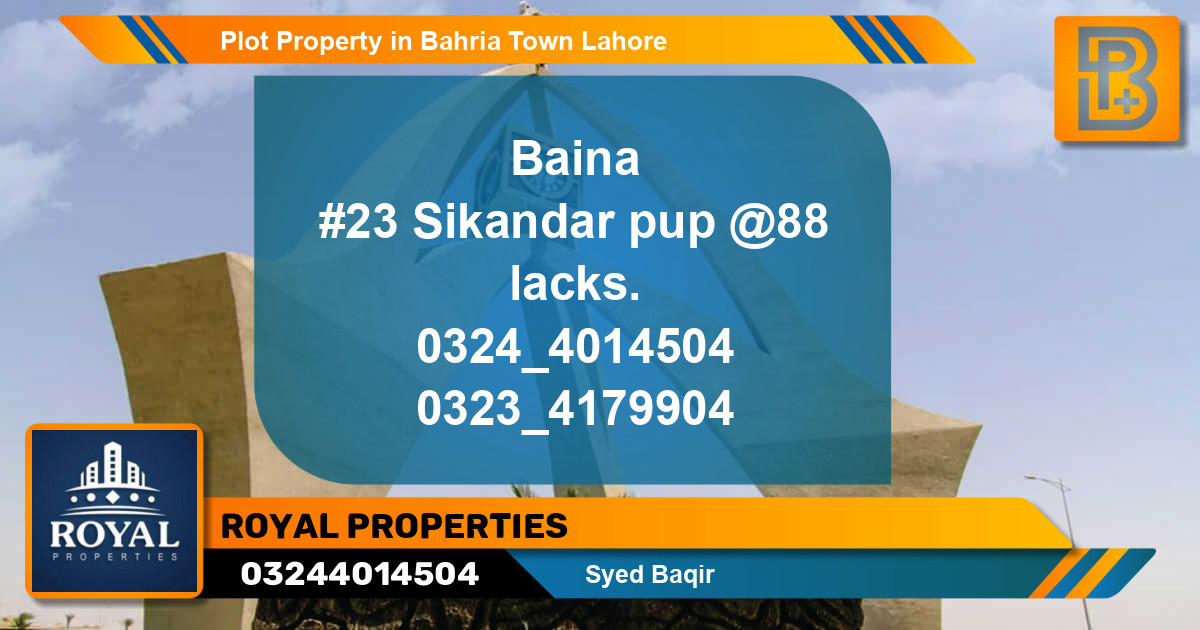 Residential Plot for Sale in Bahria Town, Lahore - (BP-65353)