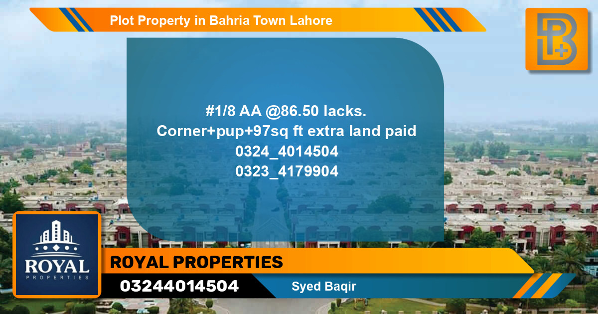 Residential Plot for Sale in Bahria Town, Lahore - (BP-65357)