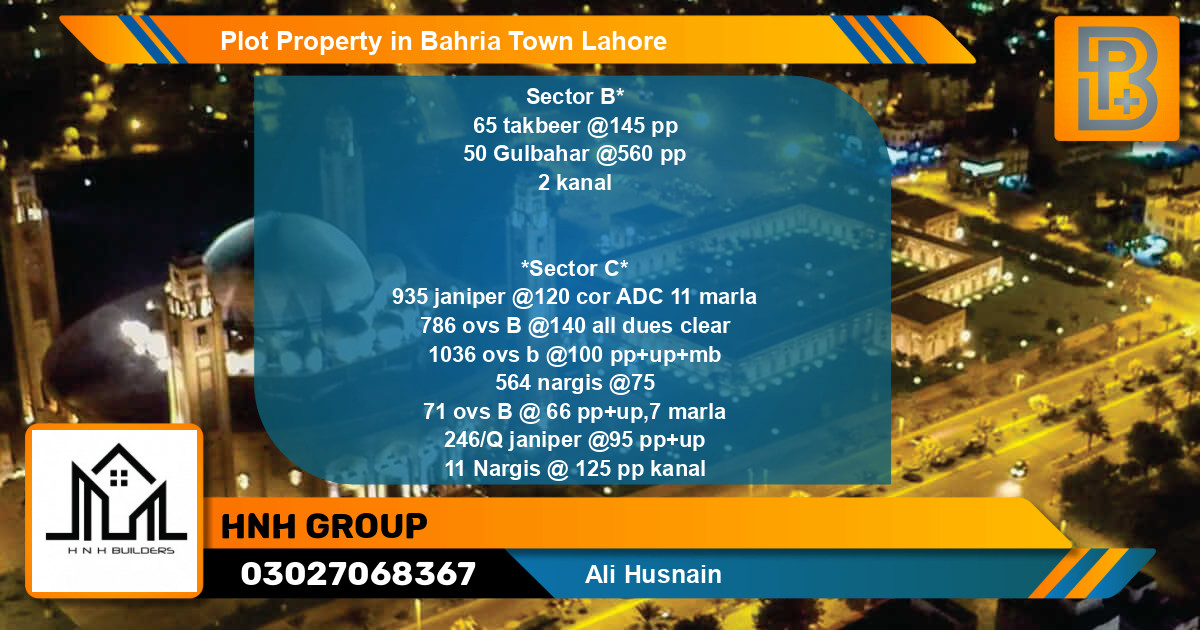 Residential Plot for Sale in Bahria Town, Lahore - (BP-65369)