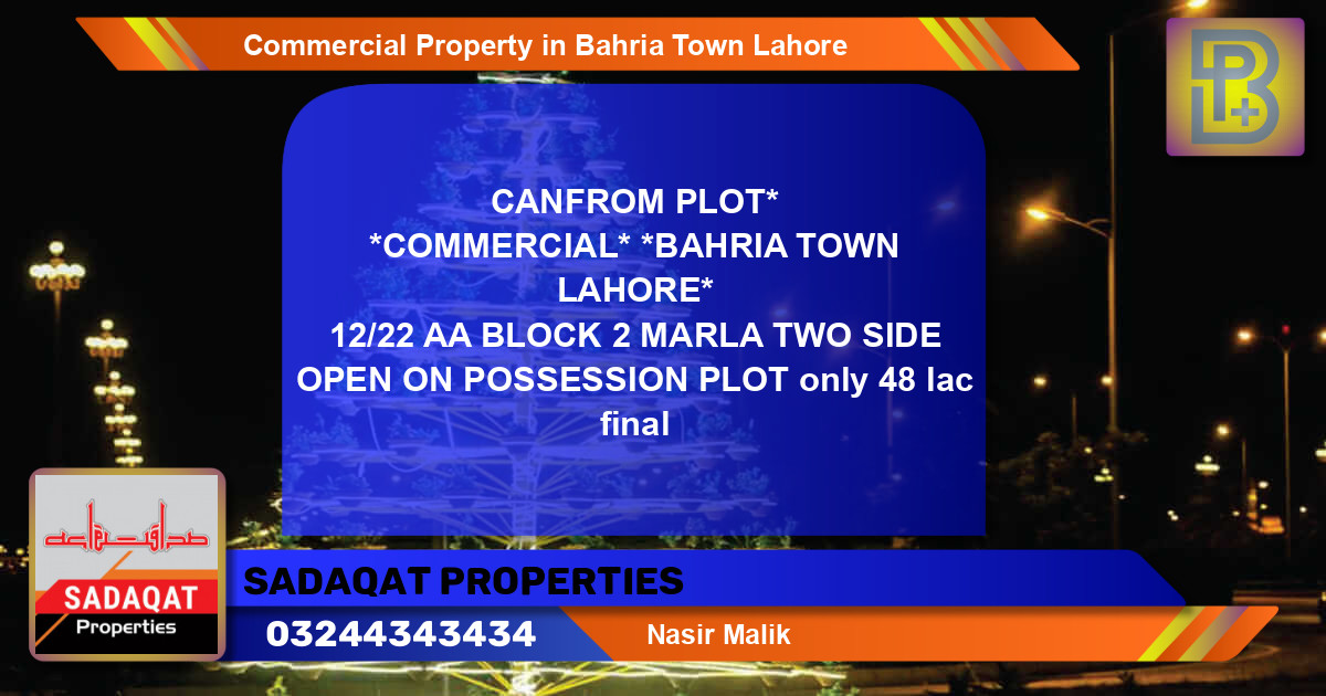 Commercial Property for Sale in Bahria Town, Lahore - (BP-65375)