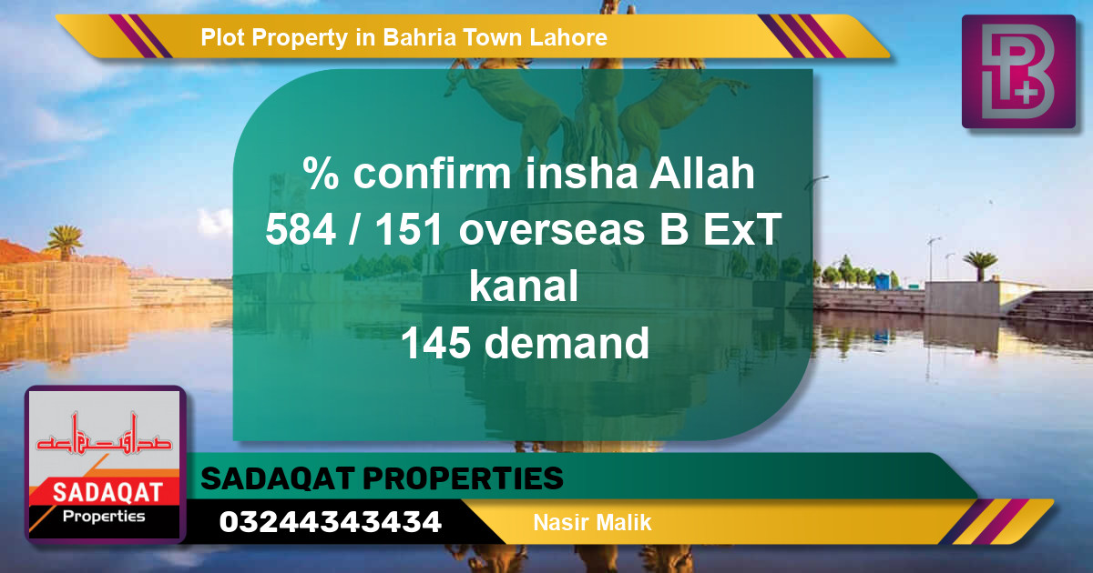Residential Plot for Sale in Bahria Town, Lahore - (BP-65379)