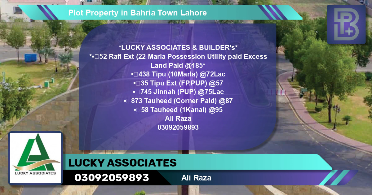 Residential Plot for Sale in Bahria Town, Lahore - (BP-65391)