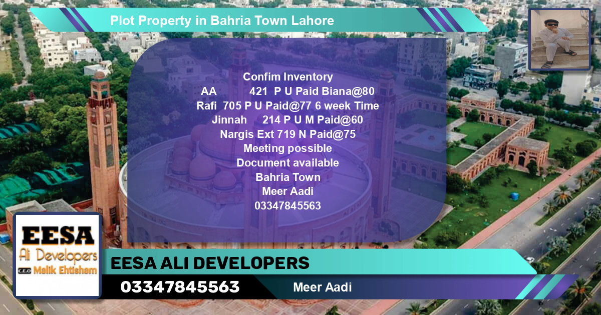 Residential Plot for Sale in Bahria Town, Lahore - (BP-65396)