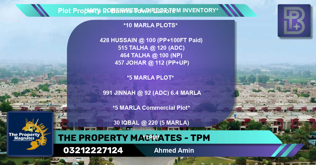 Commercial Plot for Sale in Bahria Town, Lahore - (BP-65403)