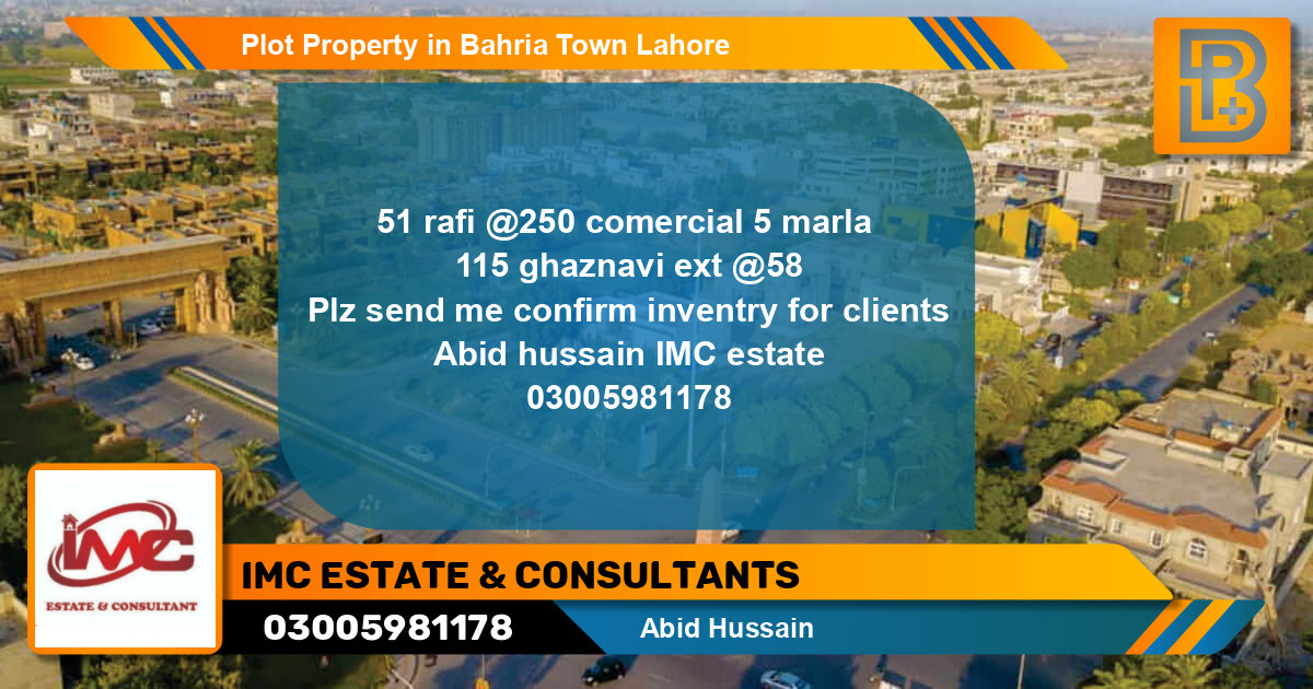 Residential Plot for Sale in Bahria Town, Lahore - (BP-65414)