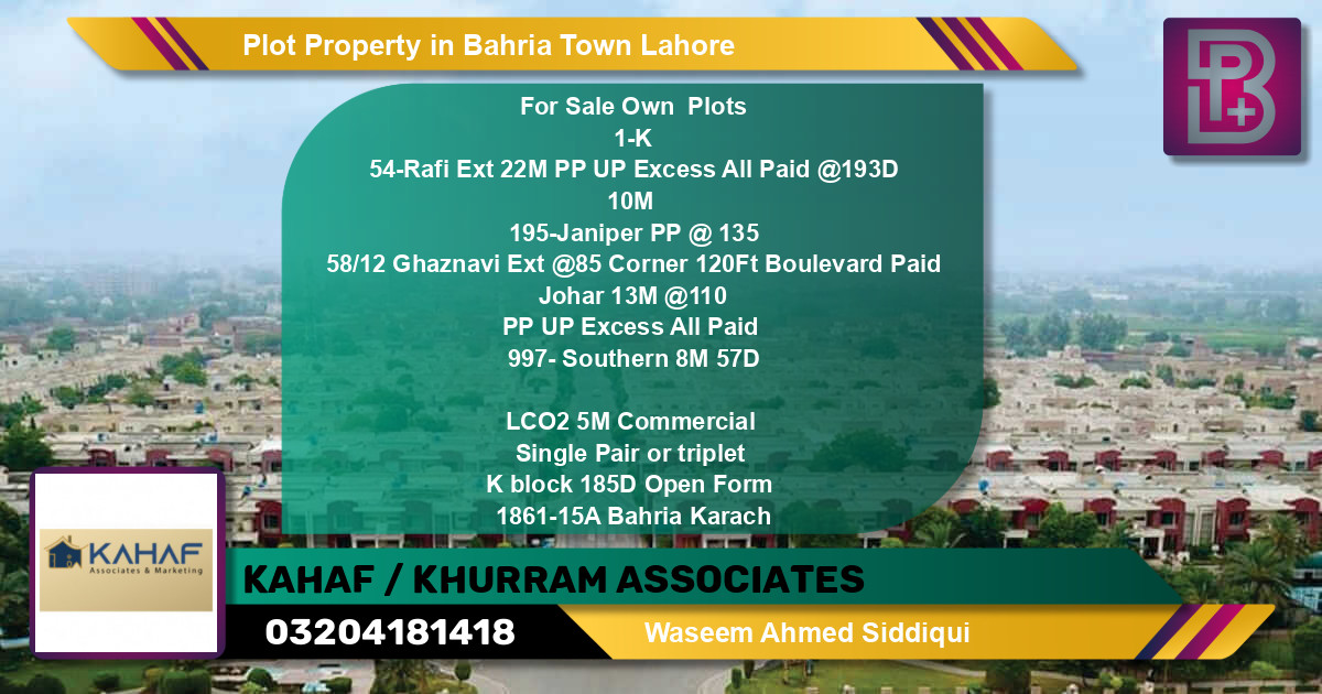 Commercial Plot for Sale in Bahria Town, Lahore - (BP-65420)