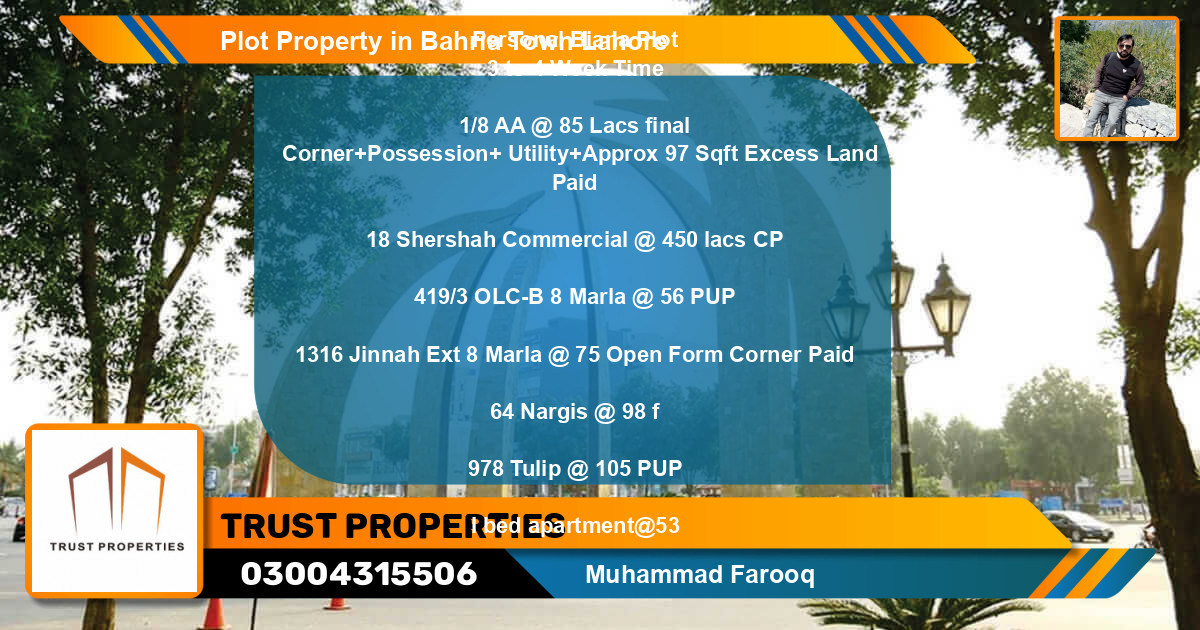 Commercial Plot for Sale in Bahria Town, Lahore - (BP-65421)
