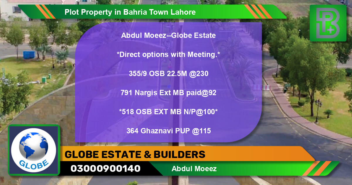 Residential Plot for Sale in Bahria Town, Lahore - (BP-65463)