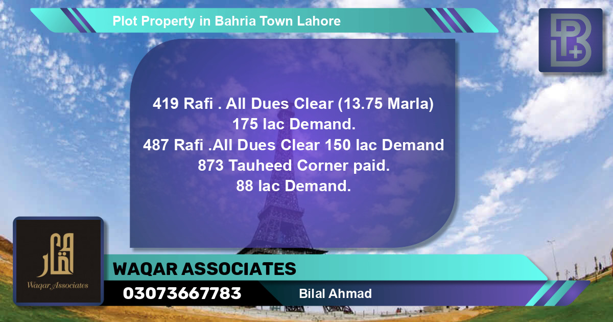 Residential Plot for Sale in Bahria Town, Lahore - (BP-65467)