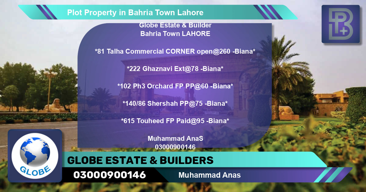 Commercial Plot for Sale in Bahria Town, Lahore - (BP-65471)
