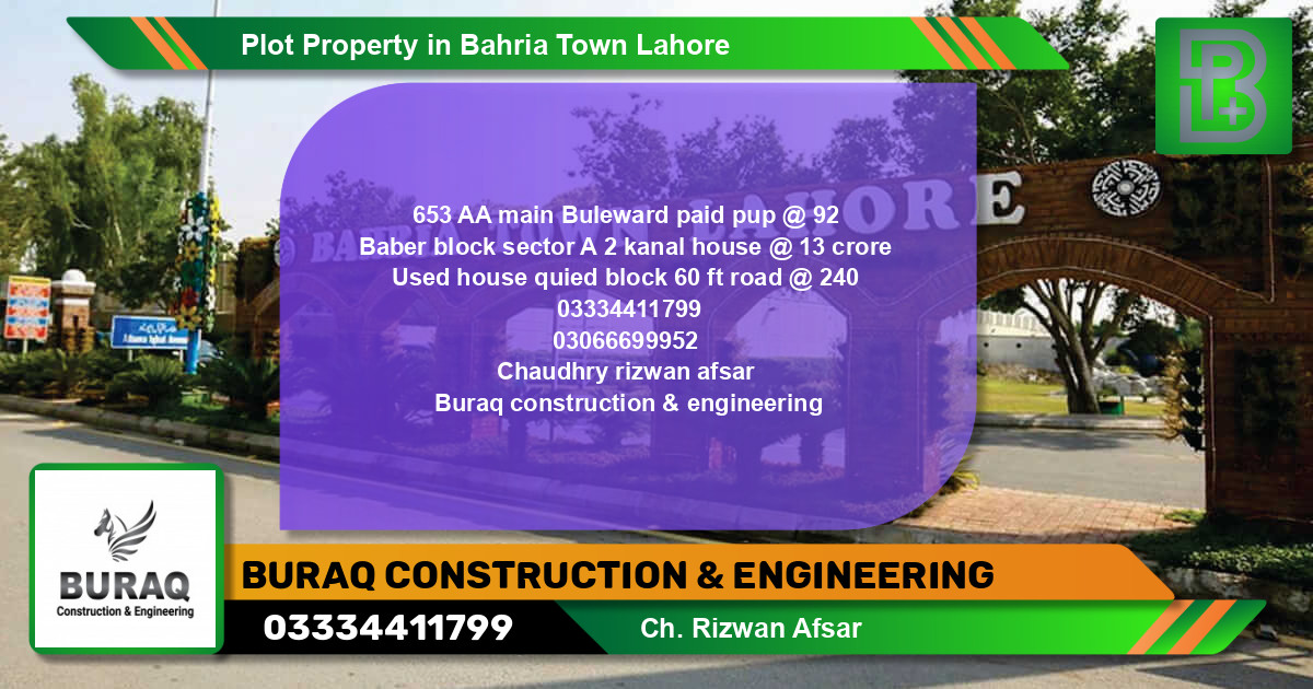 Residential Plot for Sale in Bahria Town, Lahore - (BP-65483)