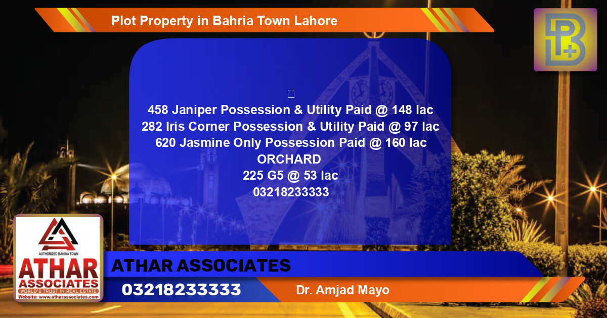 Residential Plot for Sale in Bahria Town, Lahore - (BP-65519)