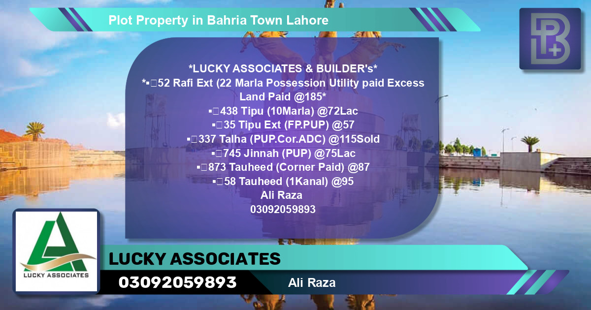 Residential Plot for Sale in Bahria Town, Lahore - (BP-65527)