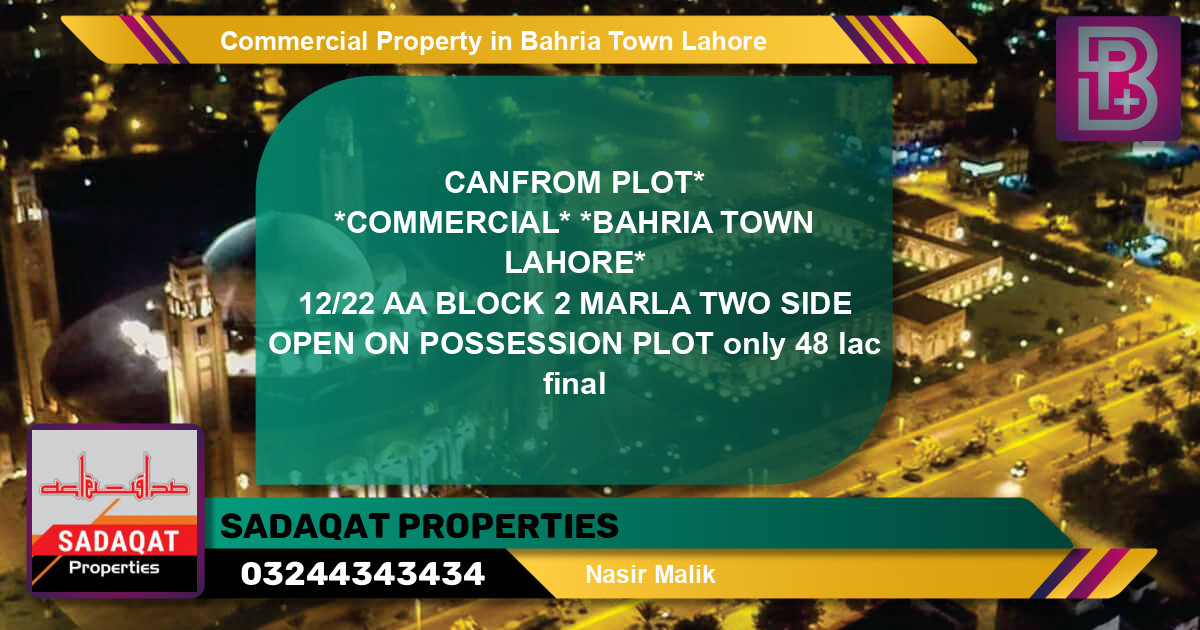 Commercial Property for Sale in Bahria Town, Lahore - (BP-65542)