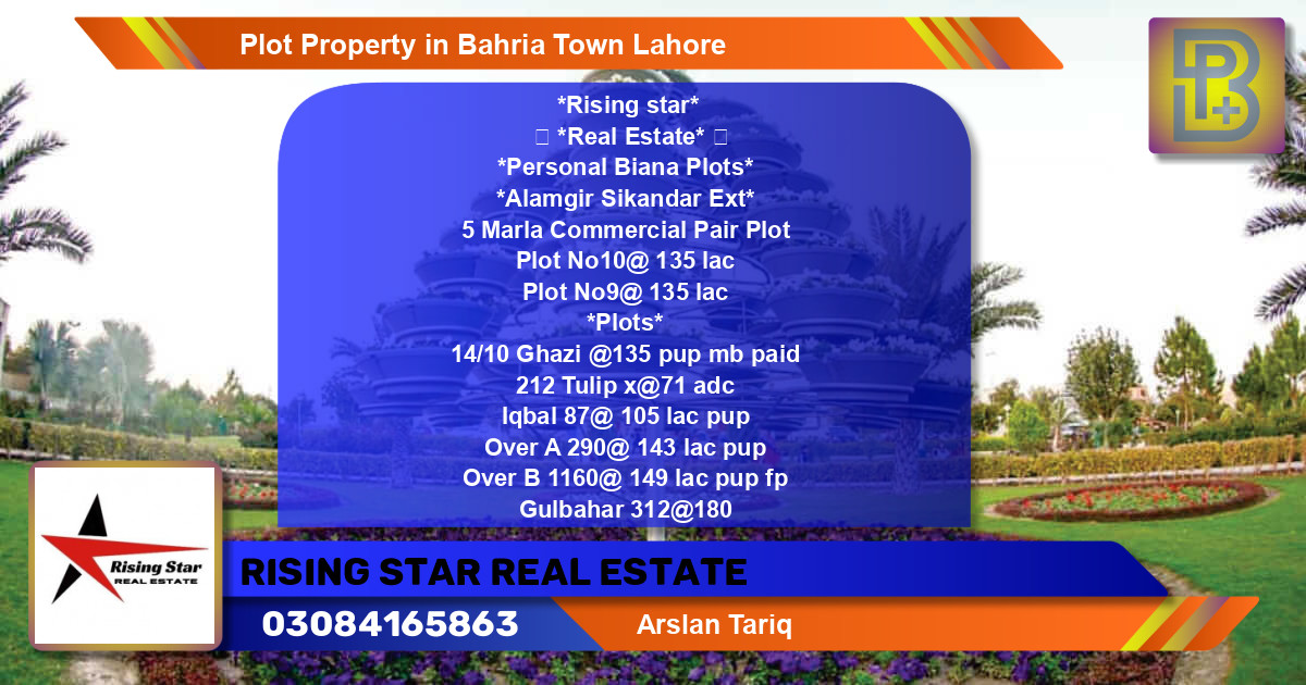 Commercial Plot for Sale in Bahria Town, Lahore - (BP-65565)