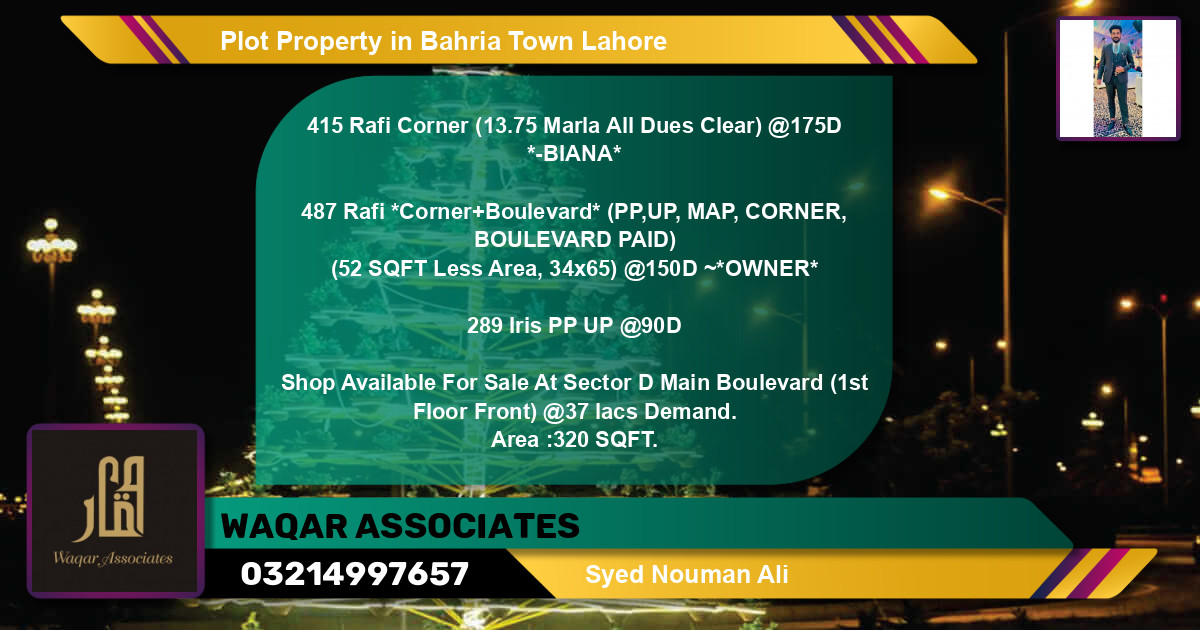 Residential Plot for Sale in Bahria Town, Lahore - (BP-65584)
