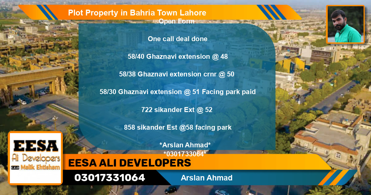 Residential Plot for Sale in Bahria Town, Lahore - (BP-65585)