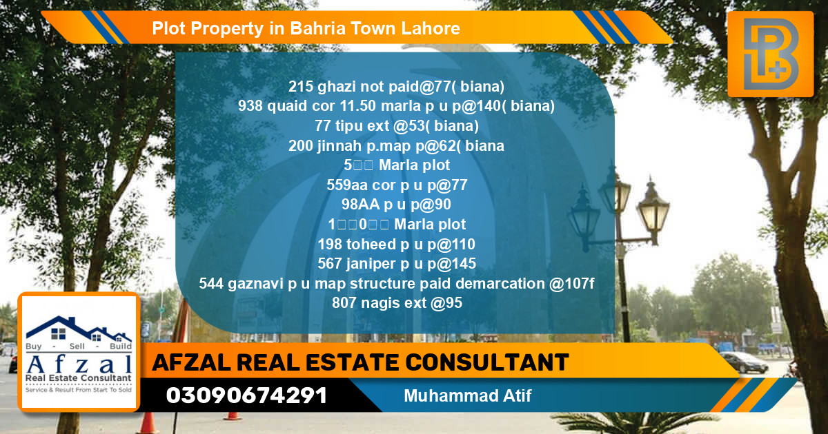 Residential Plot for Sale in Bahria Town, Lahore - (BP-65587)