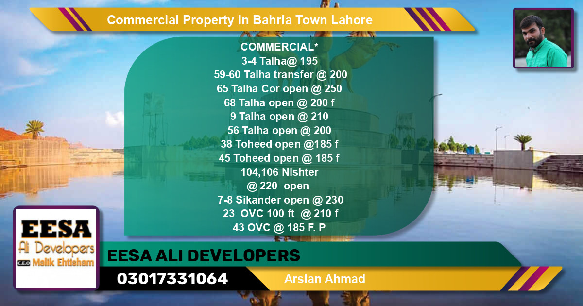 Commercial Property for Sale in Bahria Town, Lahore - (BP-65588)