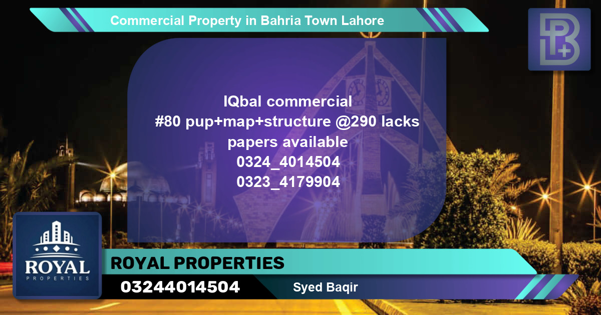 Commercial Property for Sale in Bahria Town, Lahore - (BP-65625)