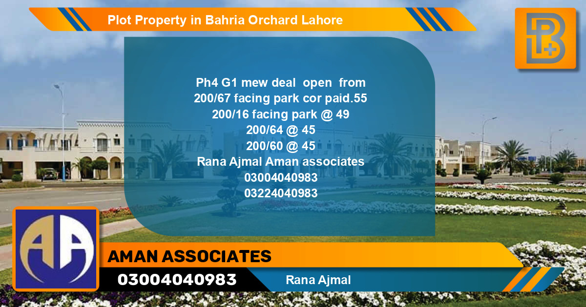 Residential Plot for Sale in Bahria Orchard, Lahore - (BP-65668)