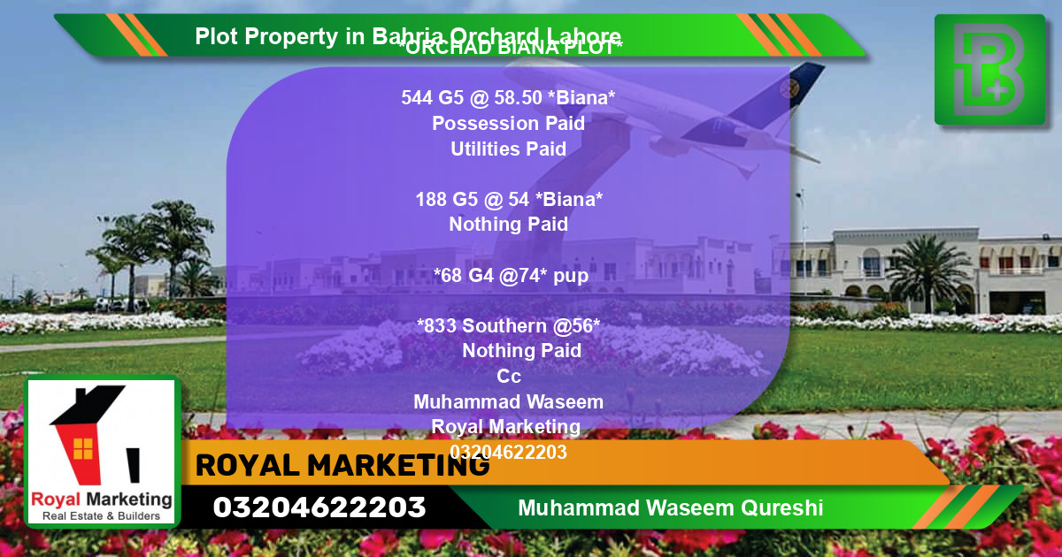 Residential Plot for Sale in Bahria Orchard, Lahore - (BP-65710)