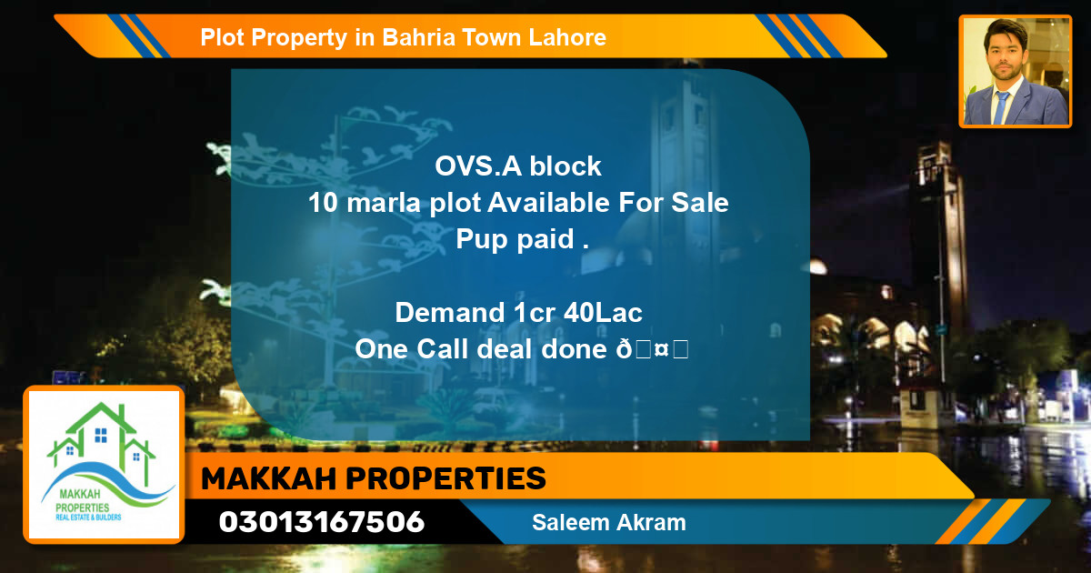Residential Plot for Sale in Bahria Town, Lahore - (BP-65724)