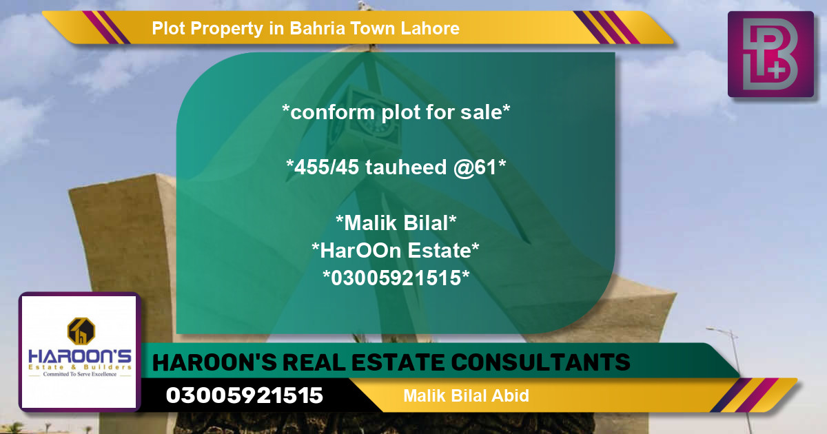 Residential Plot for Sale in Bahria Town, Lahore - (BP-65728)