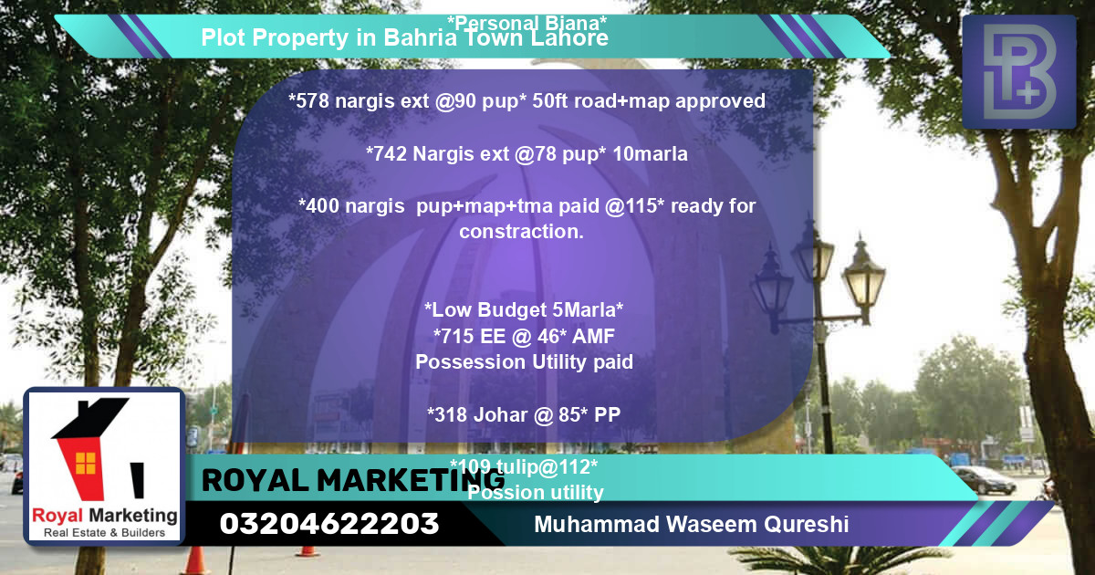 Residential Plot for Sale in Bahria Town, Lahore - (BP-65749)