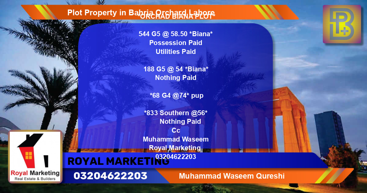 Residential Plot for Sale in Bahria Orchard, Lahore - (BP-65754)