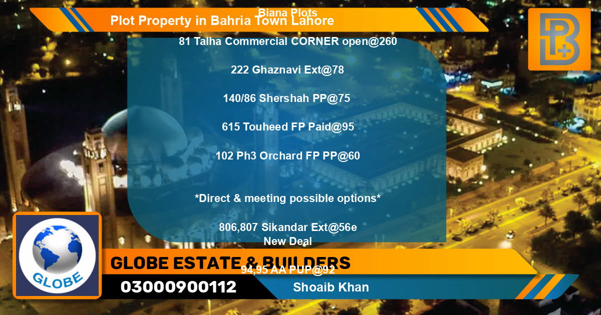 Commercial Plot for Sale in Bahria Town, Lahore - (BP-65776)