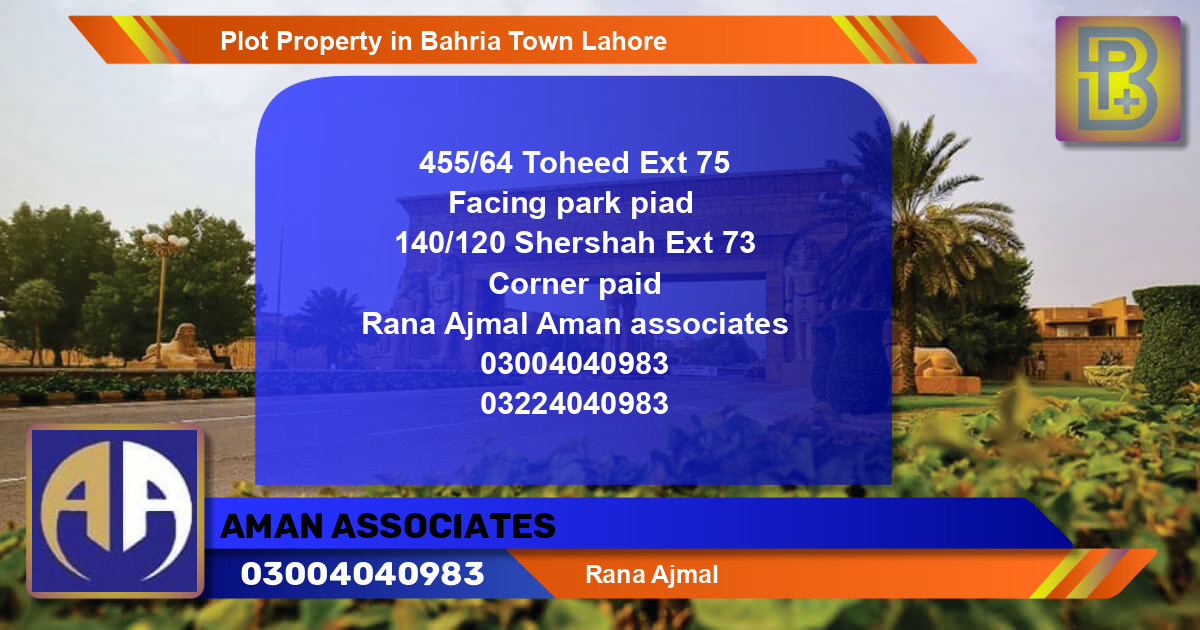Residential Plot for Sale in Bahria Town, Lahore - (BP-65777)