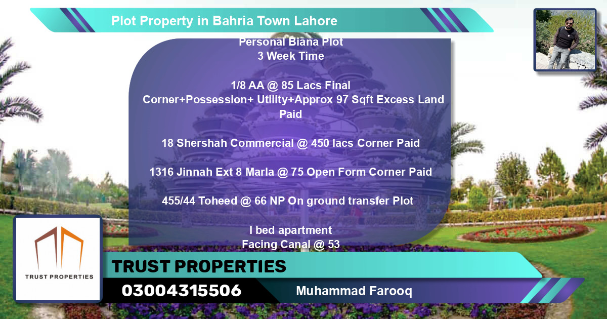 Commercial Plot for Sale in Bahria Town, Lahore - (BP-65799)