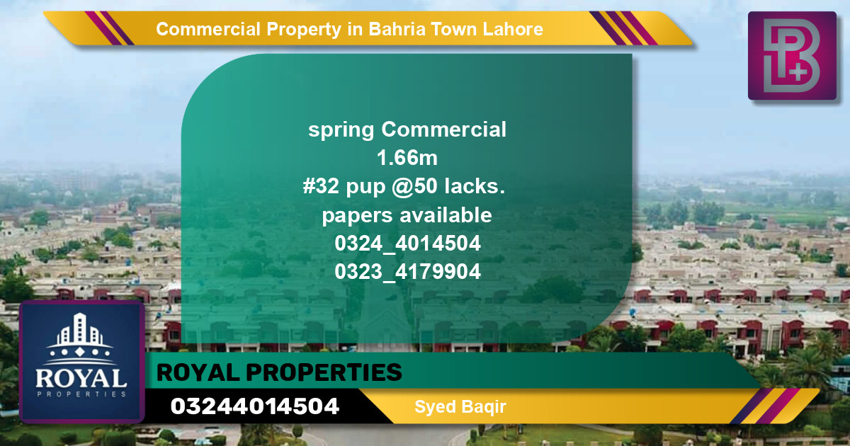Commercial Property for Sale in Bahria Town, Lahore - (BP-65810)