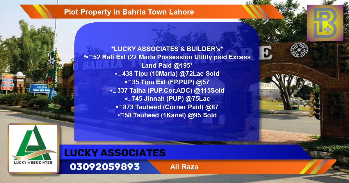 Residential Plot for Sale in Bahria Town, Lahore - (BP-65818)
