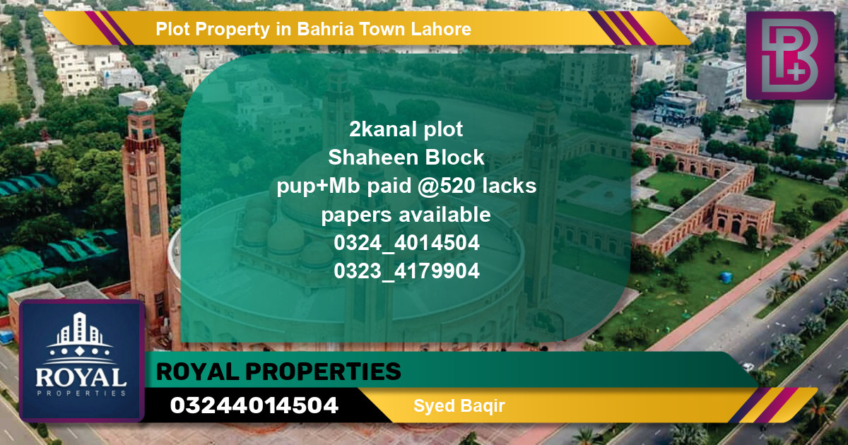 Residential Plot for Sale in Bahria Town, Lahore - (BP-65822)