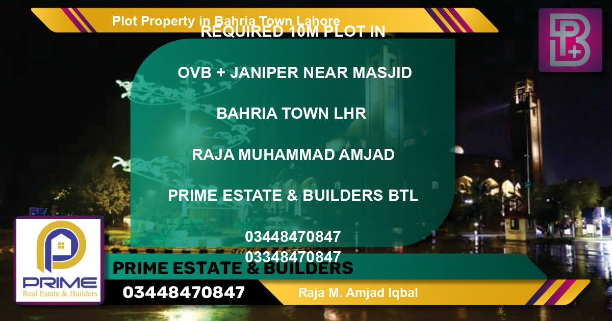 Residential Plot for Sale in Bahria Town, Lahore - (BP-65827)