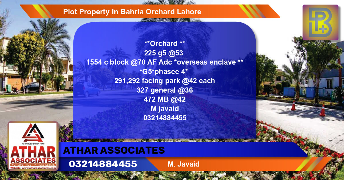 Residential Plot for Sale in Bahria Orchard, Lahore - (BP-65845)