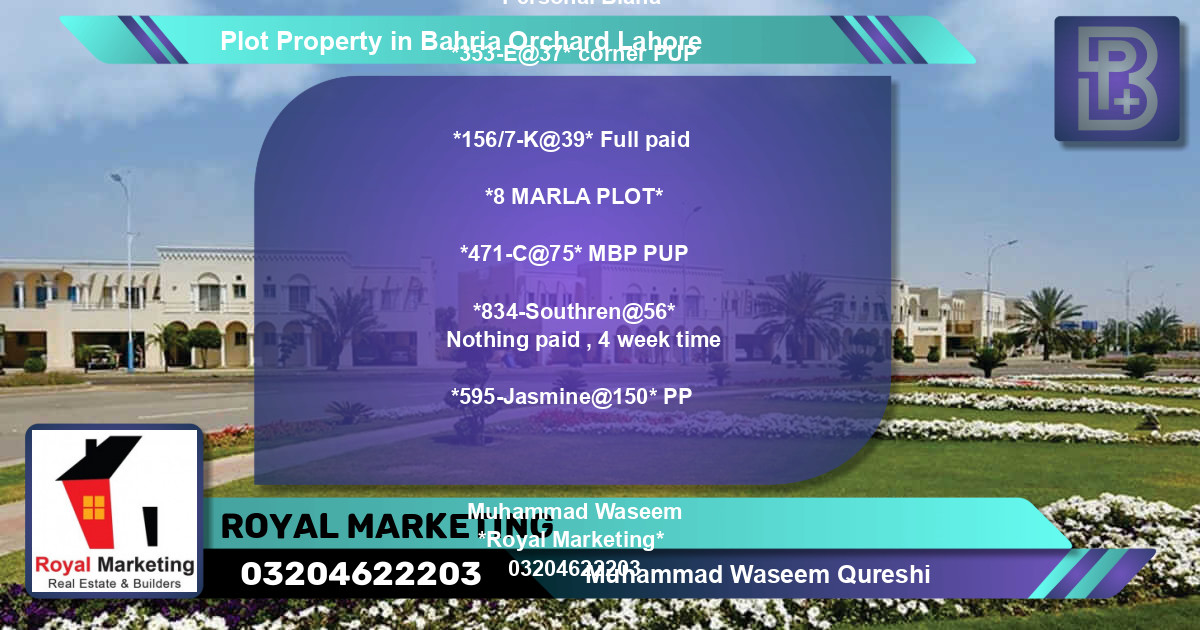 Residential Plot for Sale in Bahria Orchard, Lahore - (BP-65848)