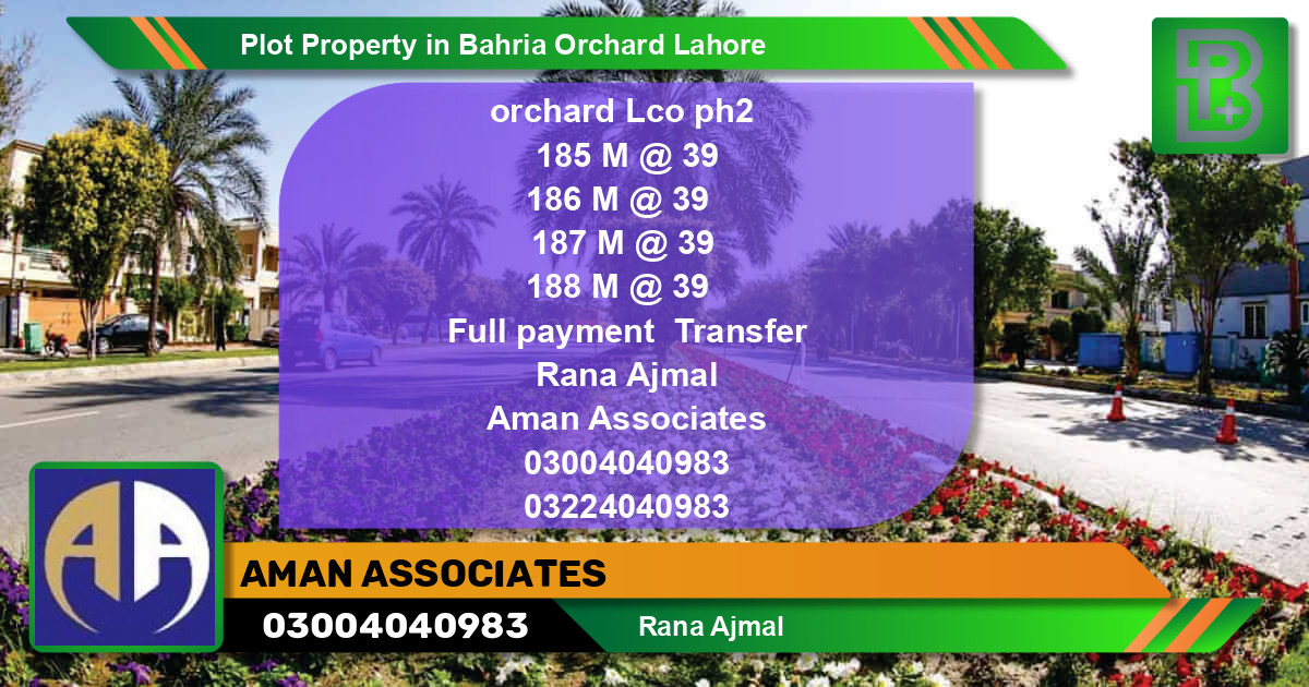 Residential Plot for Sale in Bahria Orchard, Lahore - (BP-65851)