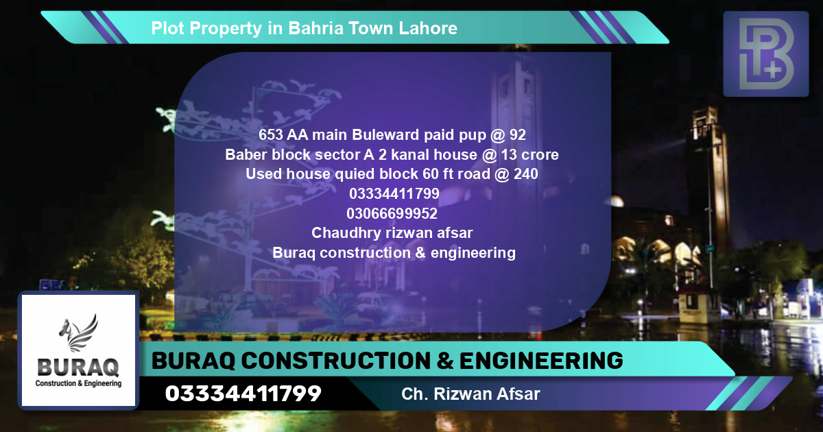 Residential Plot for Sale in Bahria Town, Lahore - (BP-65861)