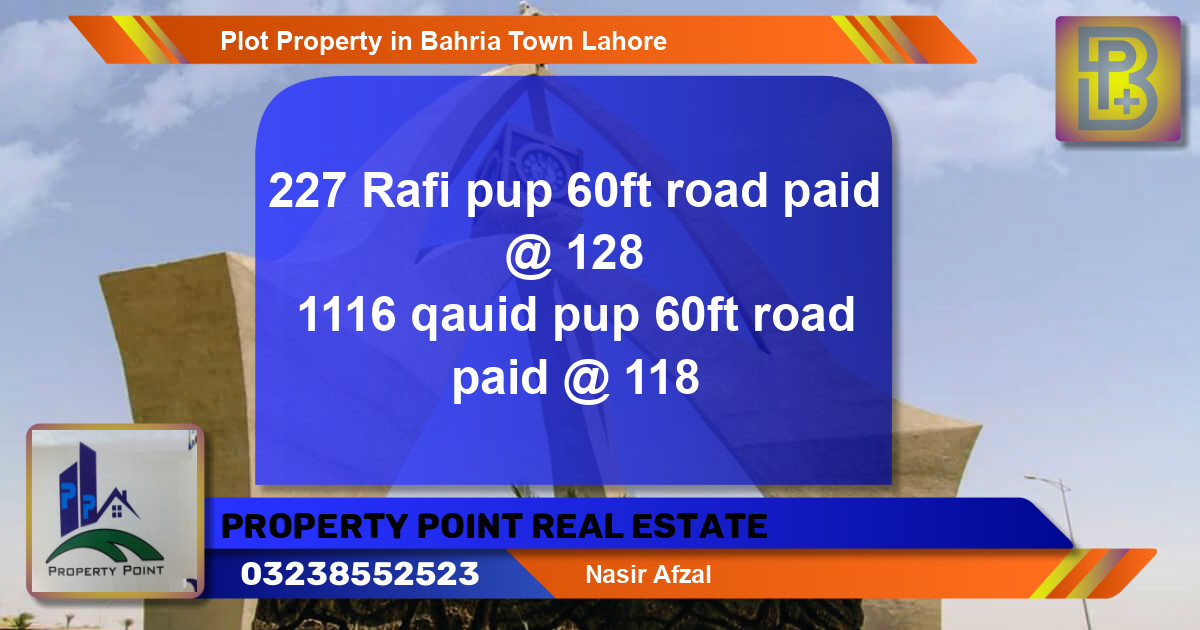 Residential Plot for Sale in Bahria Town, Lahore - (BP-65872)