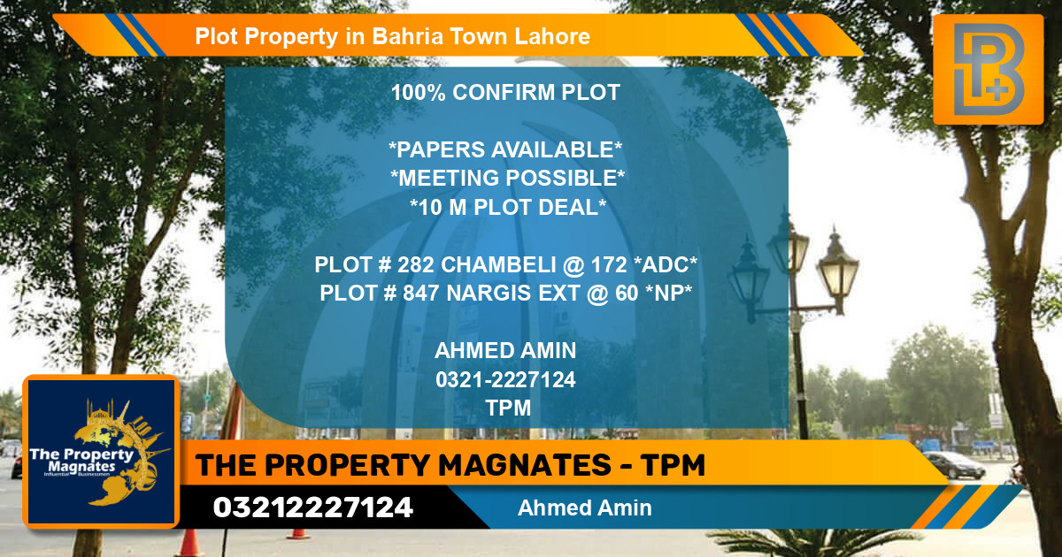 Residential Plot for Sale in Bahria Town, Lahore - (BP-65873)