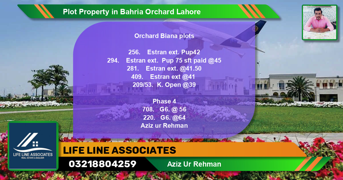 Residential Plot for Sale in Bahria Orchard, Lahore - (BP-65874)