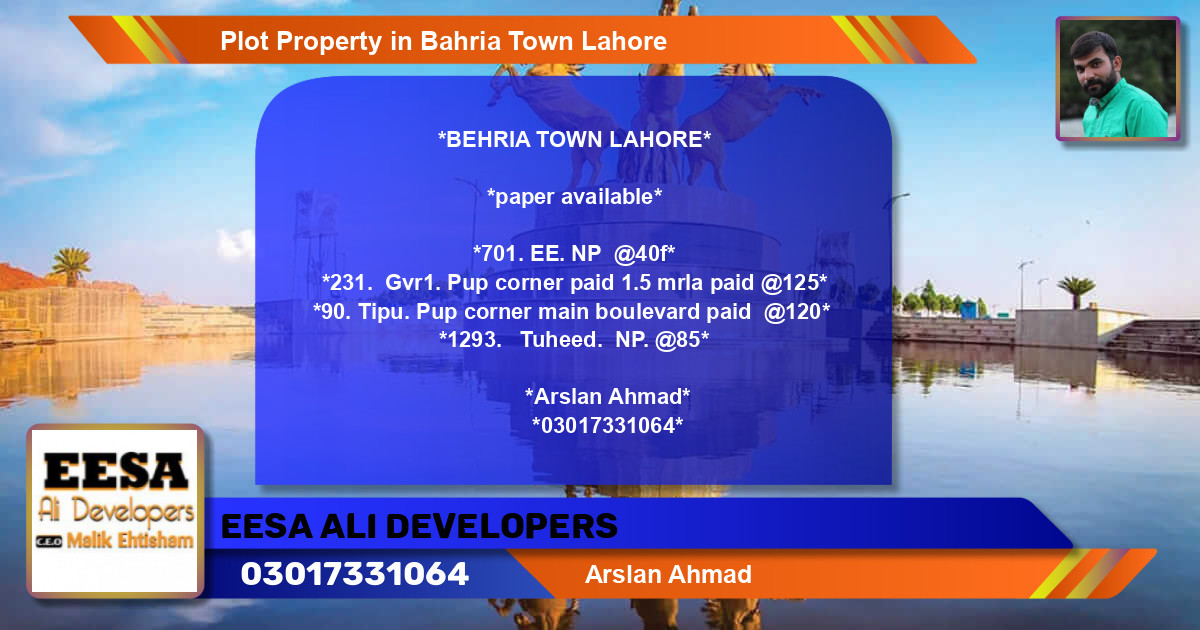 Residential Plot for Sale in Bahria Town, Lahore - (BP-65889)