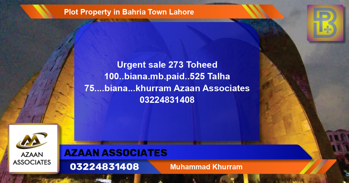 Residential Plot for Sale in Bahria Town, Lahore - (BP-65928)