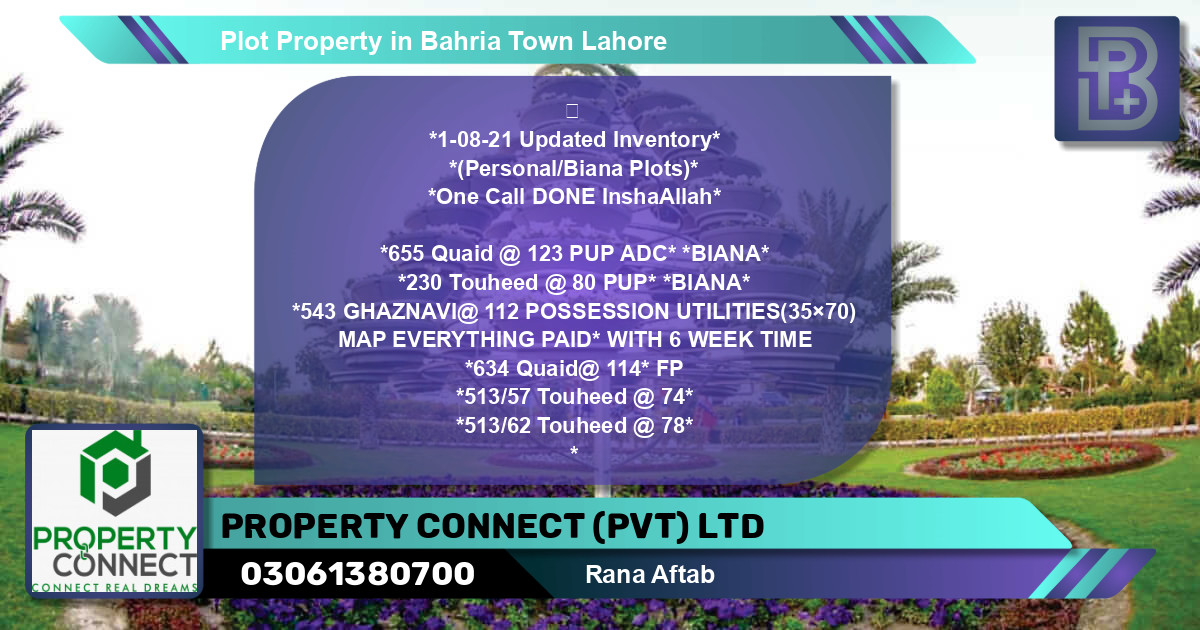 Residential Plot for Sale in Bahria Town, Lahore - (BP-65949)